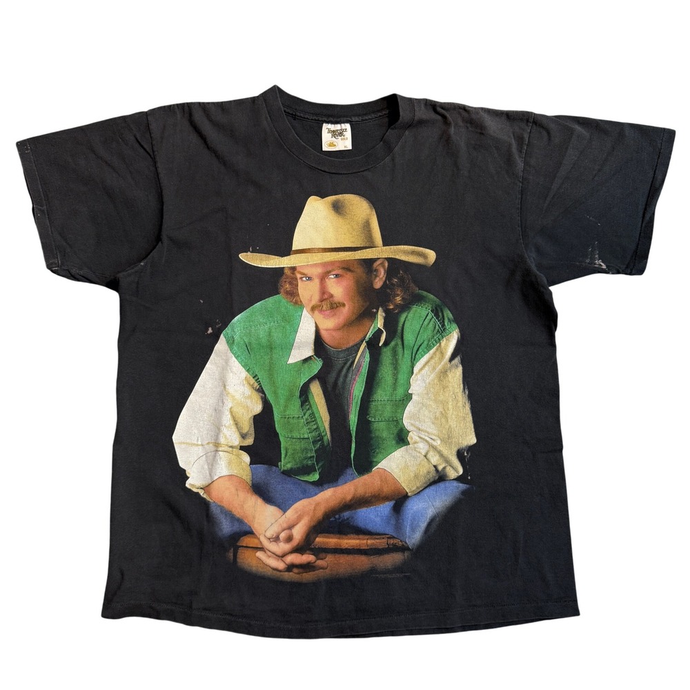 Vintage 1995 Tracy Lawrence Country Music Tour T-Shirt Black XL Tennessee River